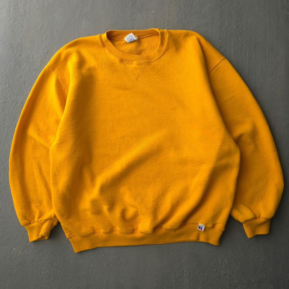 Vintage 90s Russell Athletic Gold Sweatshirt XL Blank V-Stitch